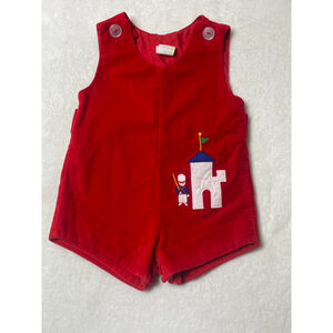 Baby Unbranded Red shortalls with Castle & Soldier Embroidery 12 Months